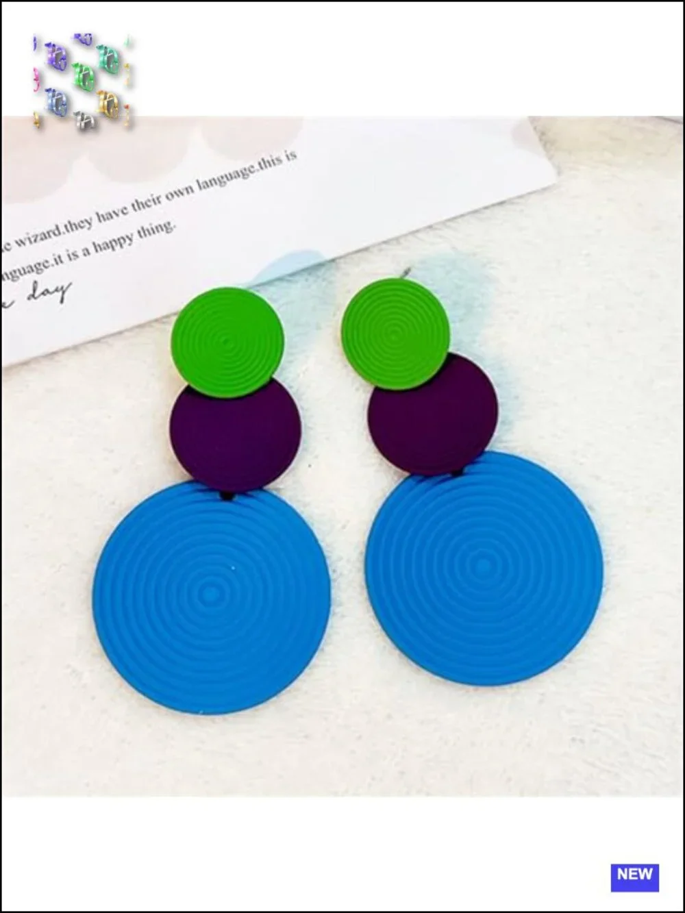 Retro 80s Neon Earrings Round Disc Dangle Drop Geometric Statement Costume